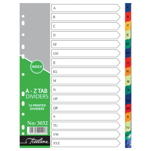 Treeline A4 PVC A-Z Rainbow  16 part              