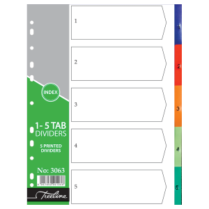 Treeline A4 PVC 1-5 Numbers Rainbow            