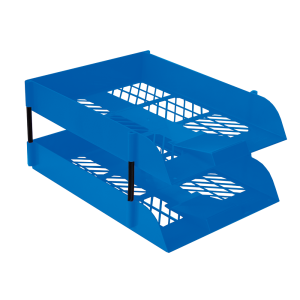 Treeline Blue Desk Letter Tray Retail Pack (2 Trays + 1 set Risers)  