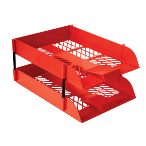 Treeline Red Desk Letter Tray Retail Pack (2 Trays + 1 set Risers)   