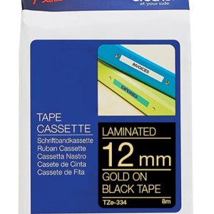 Brother Gold on Black - TZ334 12mm (Laminated Tape)                 